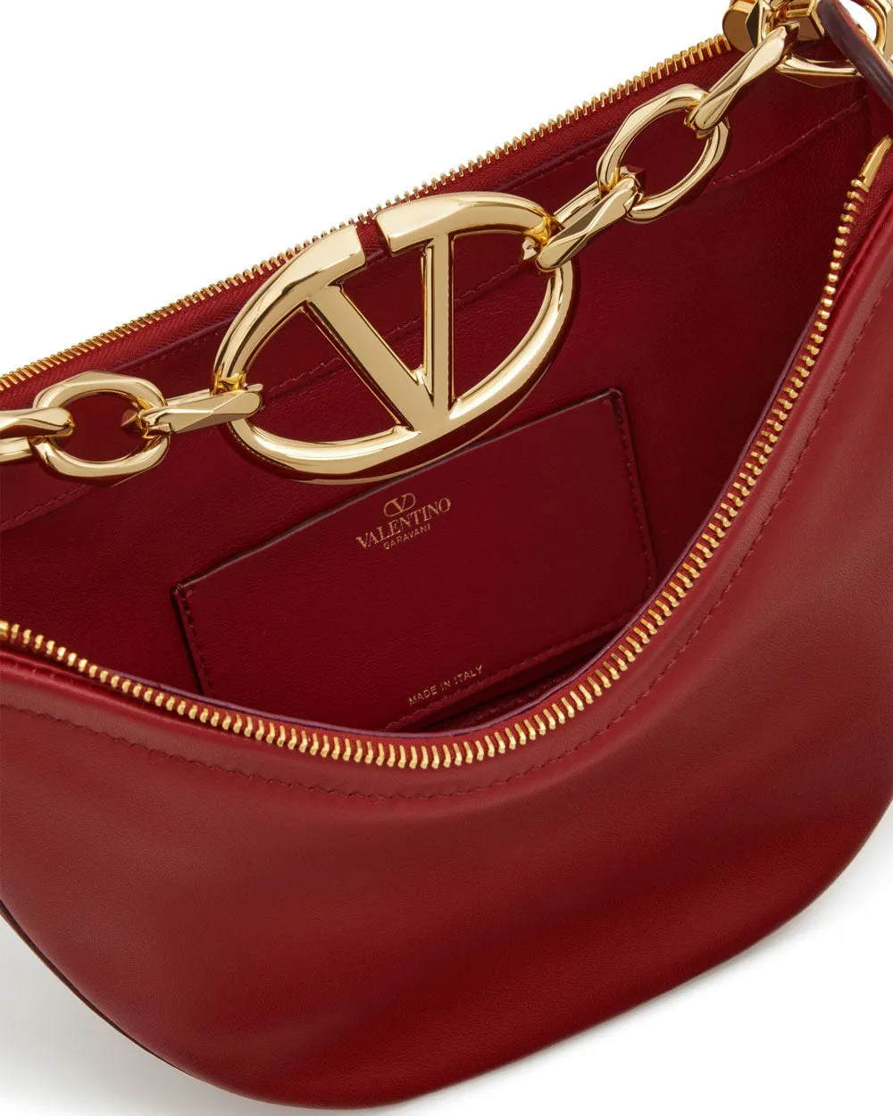 Mini Moon Vlogo Hobo Bag in Rosso