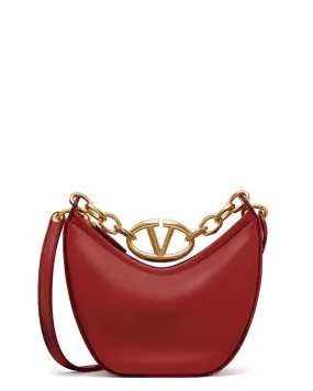 Mini Moon Vlogo Hobo Bag in Rosso