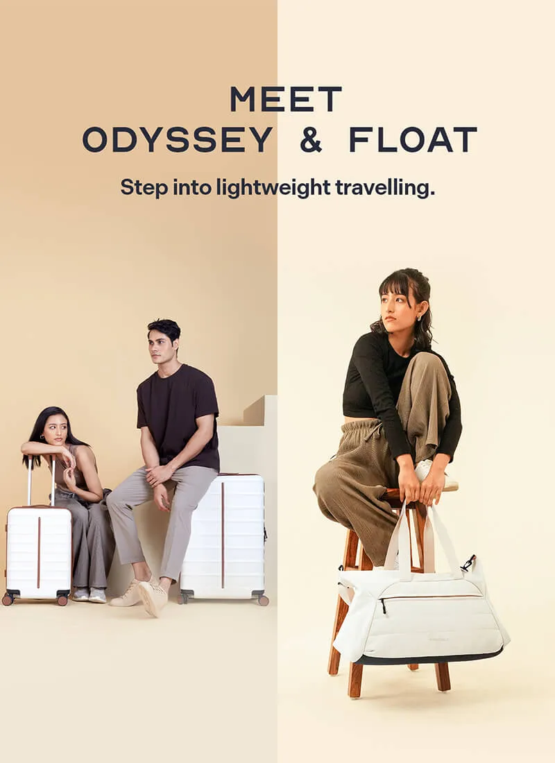 Odyssey Set of 2 & Float Duffle Combo | Sand White | Cabin Large Hard Luggage & Duffle