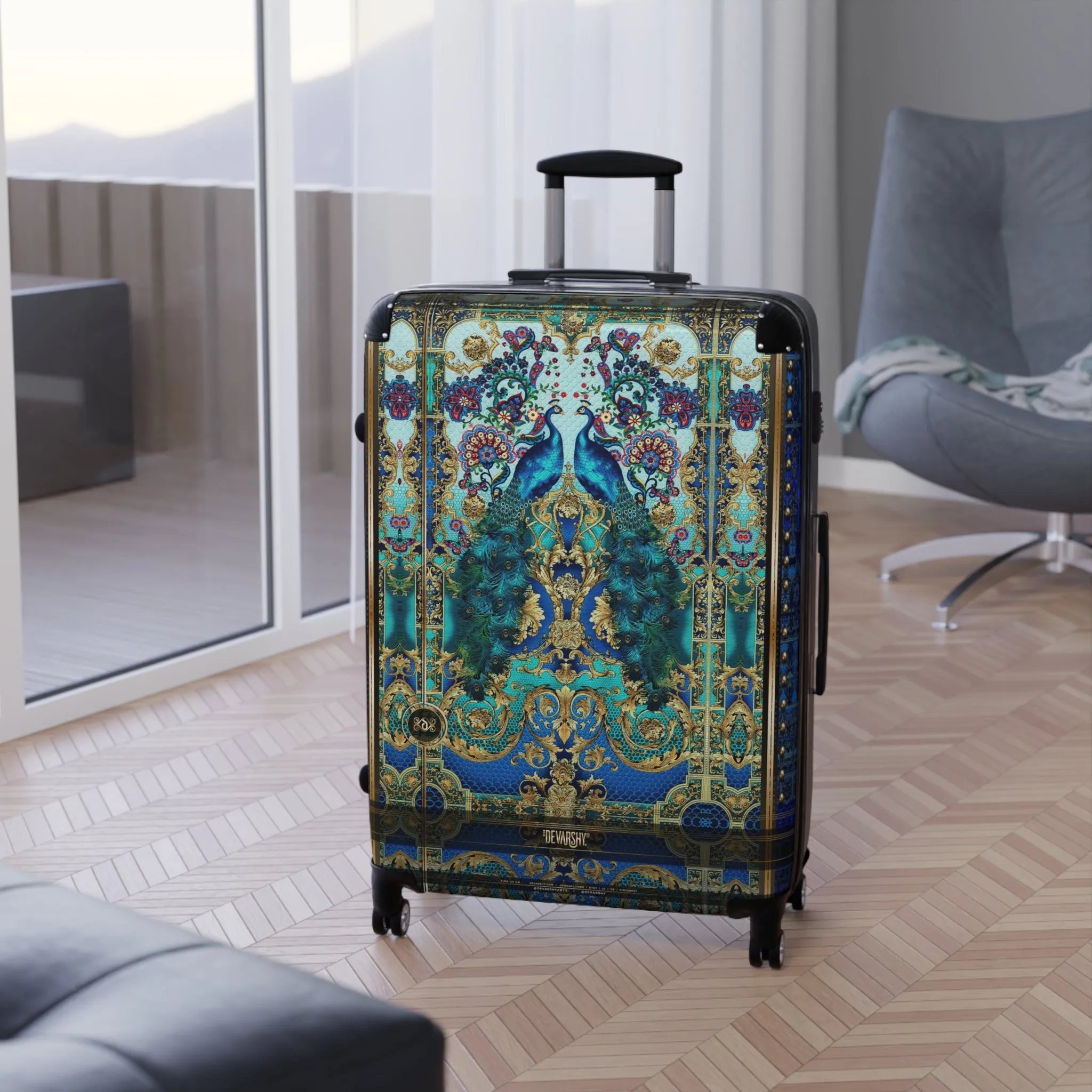 PEACOCK Print Suitcase Carry-on Suitcase Peacock Travel Luggage Hard Shell Suitcase in 3 Sizes - D20160