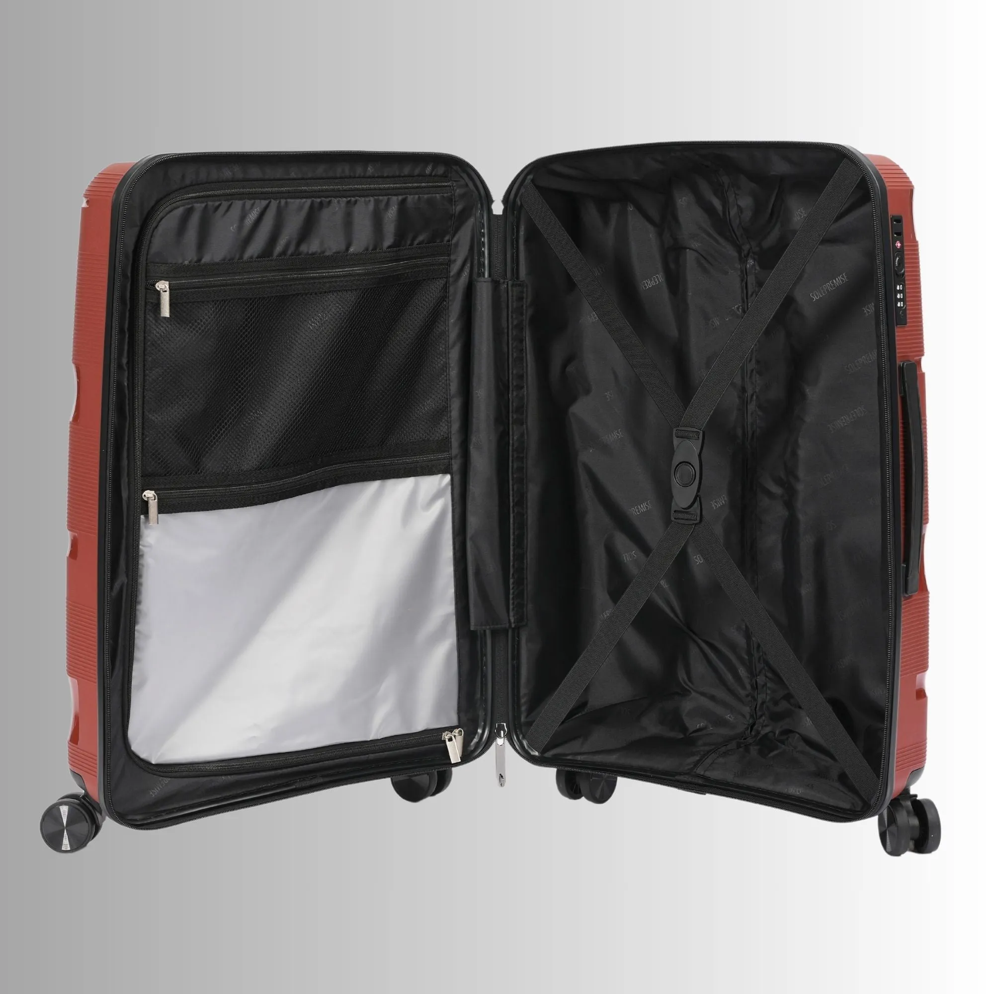 Red Hardcase Roller Luggage 24' with 360° Wheels & TSA Lock