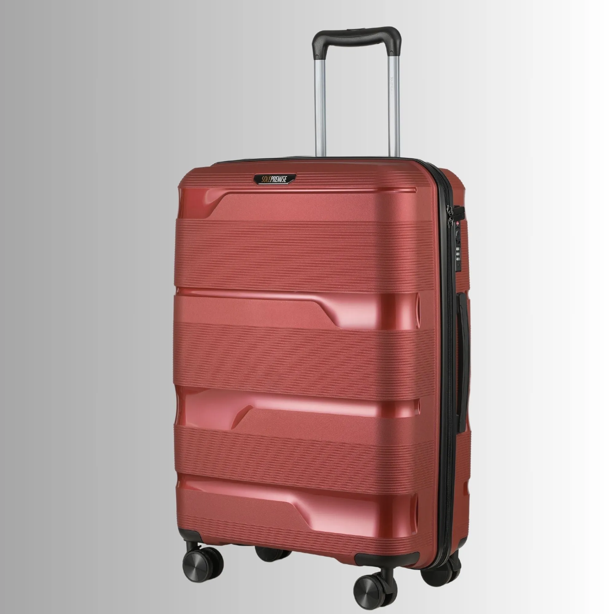 Red Hardcase Roller Luggage 24' with 360° Wheels & TSA Lock