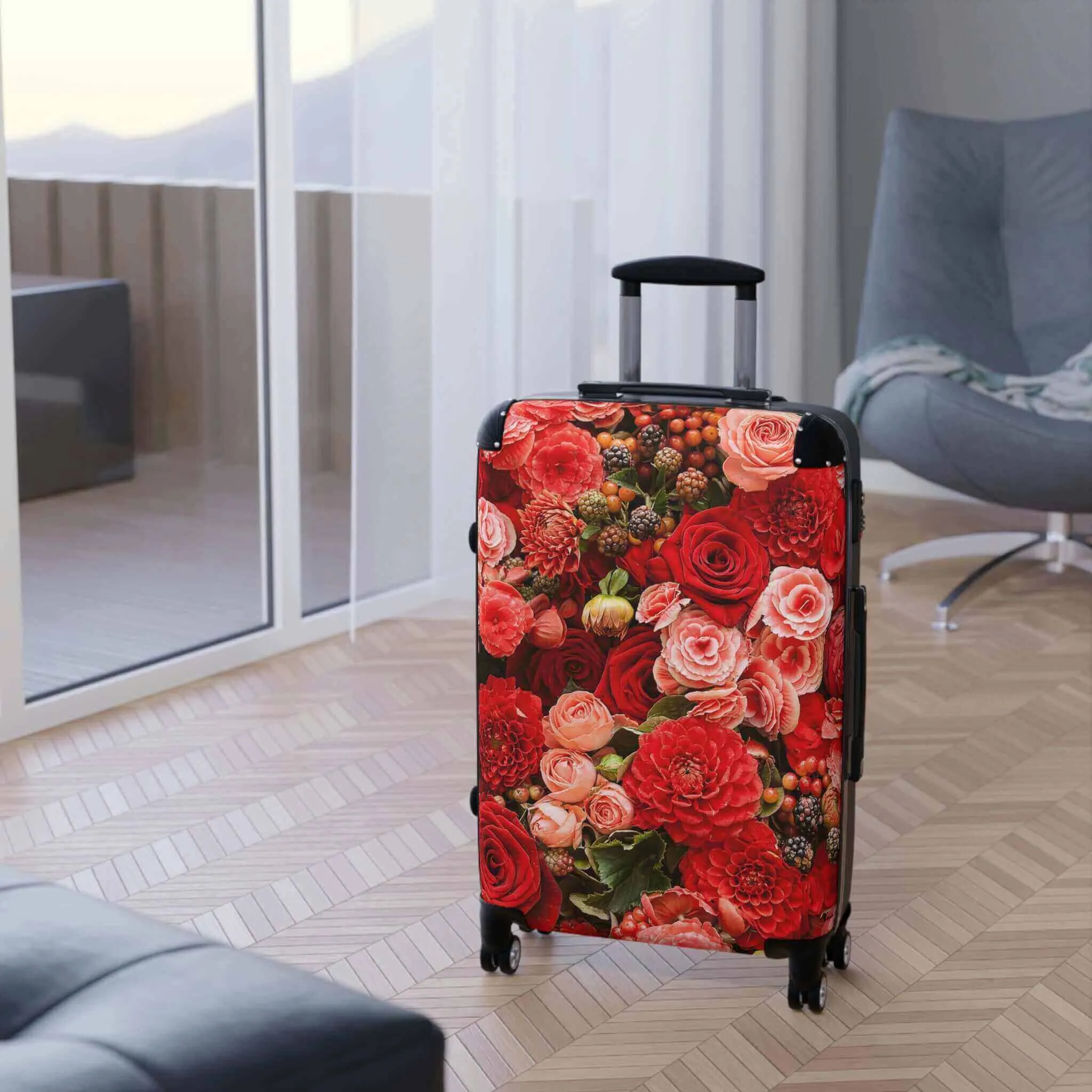 Rose Designed Suitcase w/360 Degree Swivel Wheels