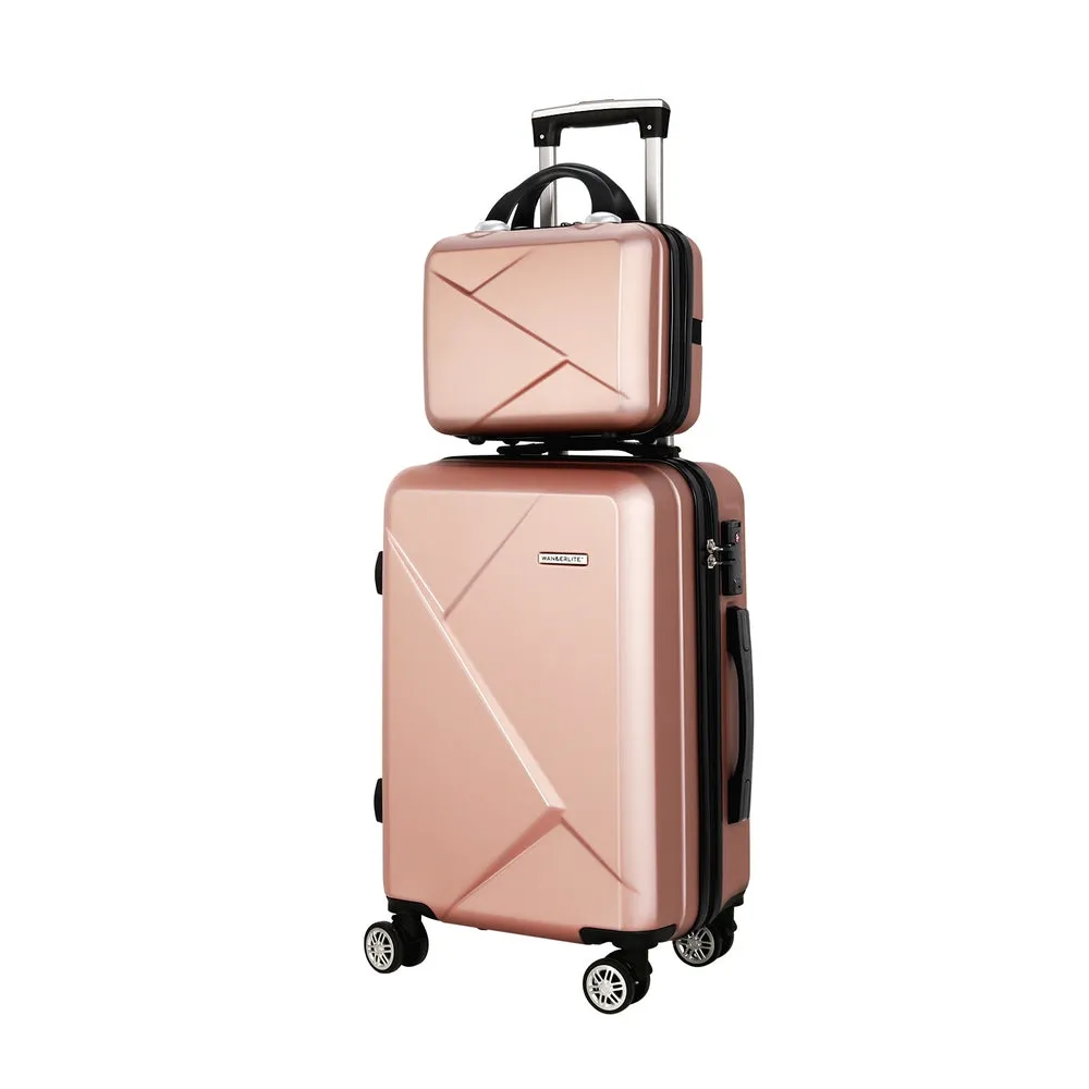 Set of 2 Luggage 12 inch & 20 inch Trolley Travel Suitcase Storage Carry On TSA Lock - Rose Gold