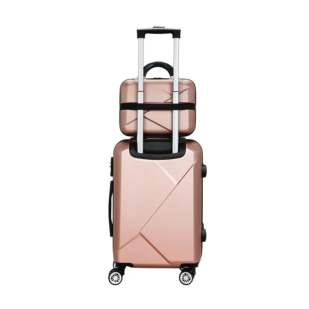 Set of 2 Luggage 12 inch & 20 inch Trolley Travel Suitcase Storage Carry On TSA Lock - Rose Gold