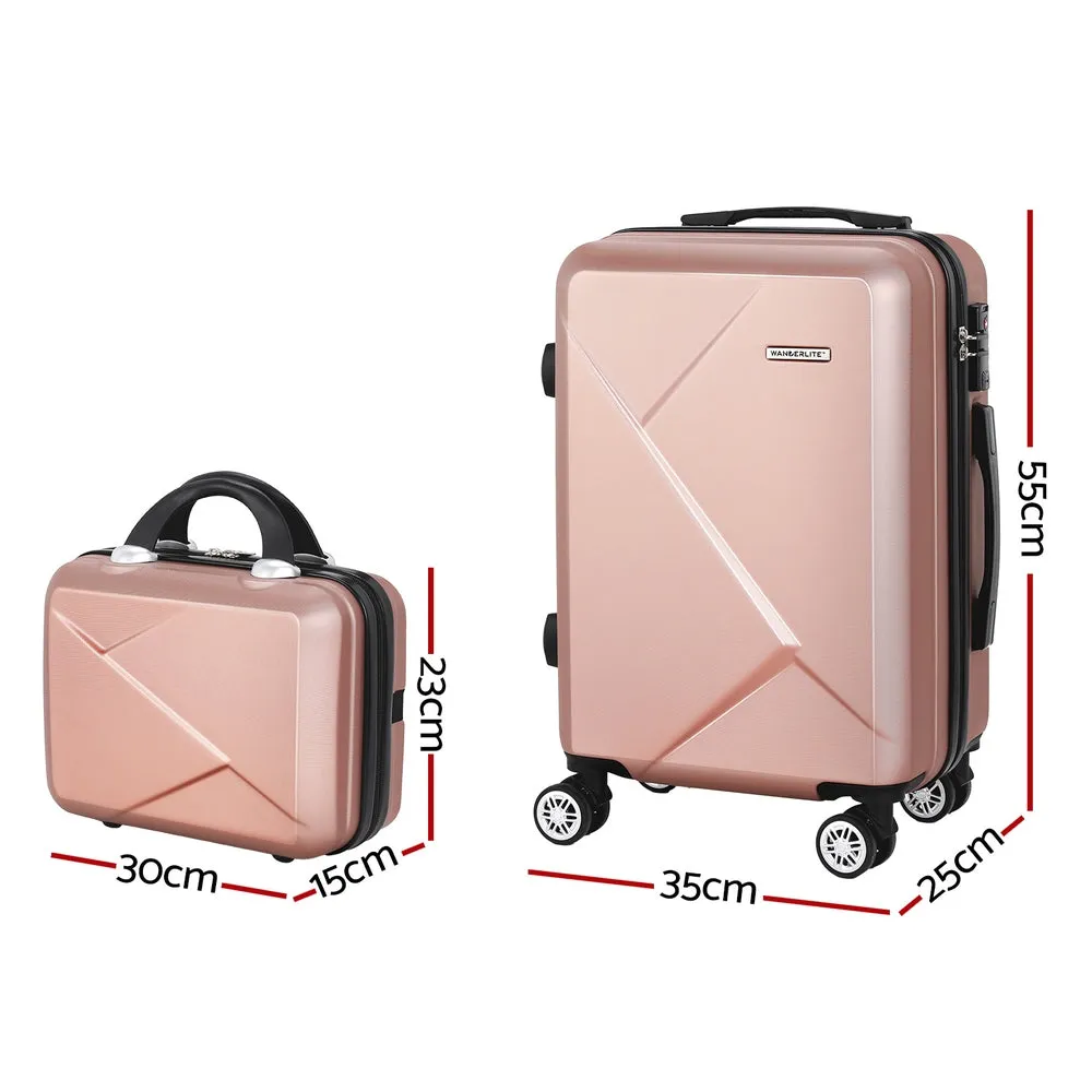 Set of 2 Luggage 12 inch & 20 inch Trolley Travel Suitcase Storage Carry On TSA Lock - Rose Gold