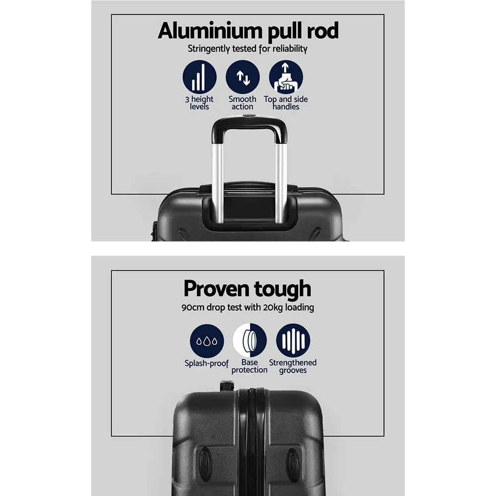 Set of 3 20" 24" 28"Luggage Suitcase Travel Hardcase Trolley TSA Lock Black