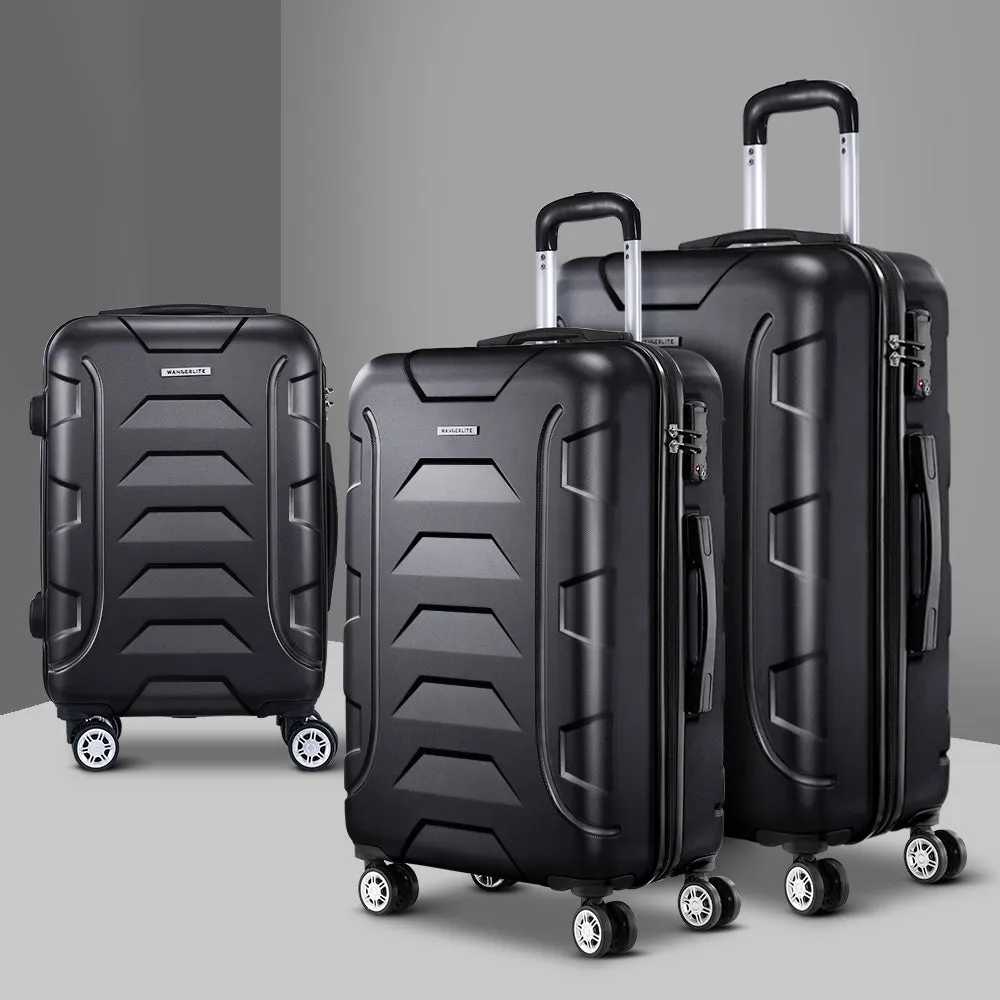 Set of 3 20" 24" 28"Luggage Suitcase Travel Hardcase Trolley TSA Lock Black