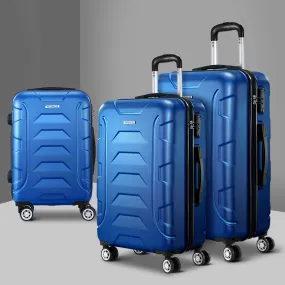 Set of 3 20" 24" 28"Luggage Suitcase Travel Hardcase Trolley TSA Lock Blue