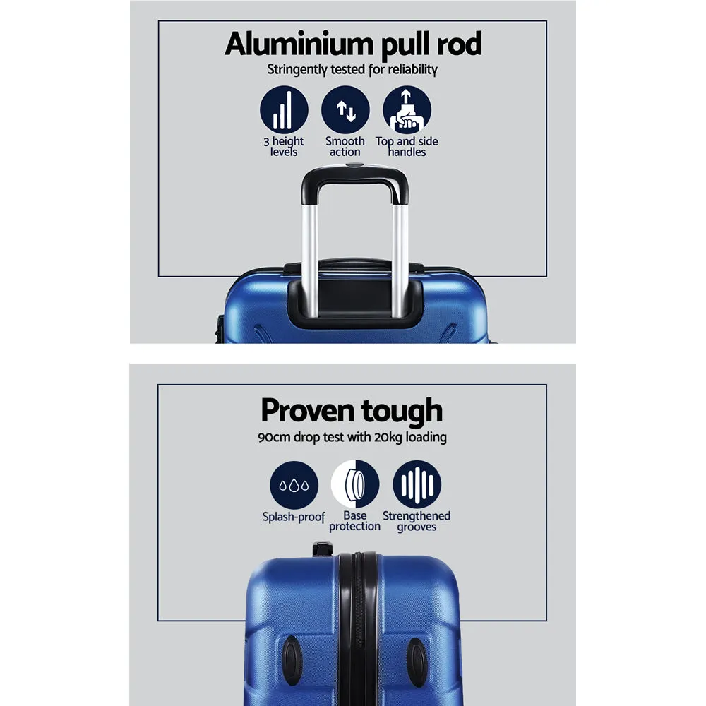 Set of 3 20" 24" 28"Luggage Suitcase Travel Hardcase Trolley TSA Lock Blue