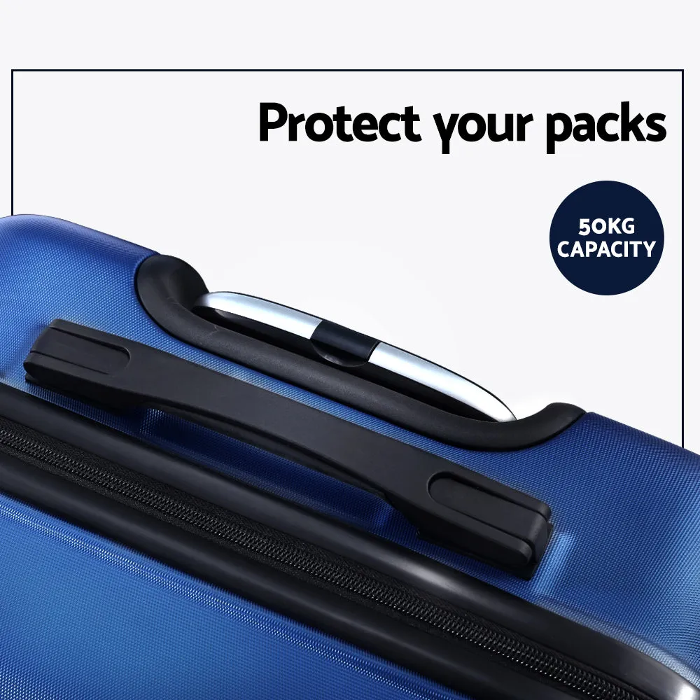 Set of 3 20" 24" 28"Luggage Suitcase Travel Hardcase Trolley TSA Lock Blue