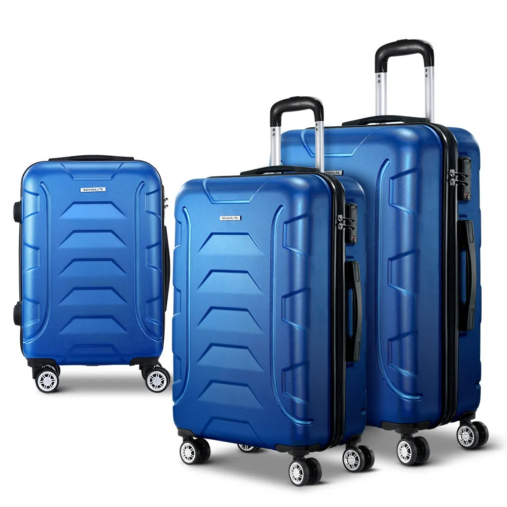 Set of 3 20" 24" 28"Luggage Suitcase Travel Hardcase Trolley TSA Lock Blue