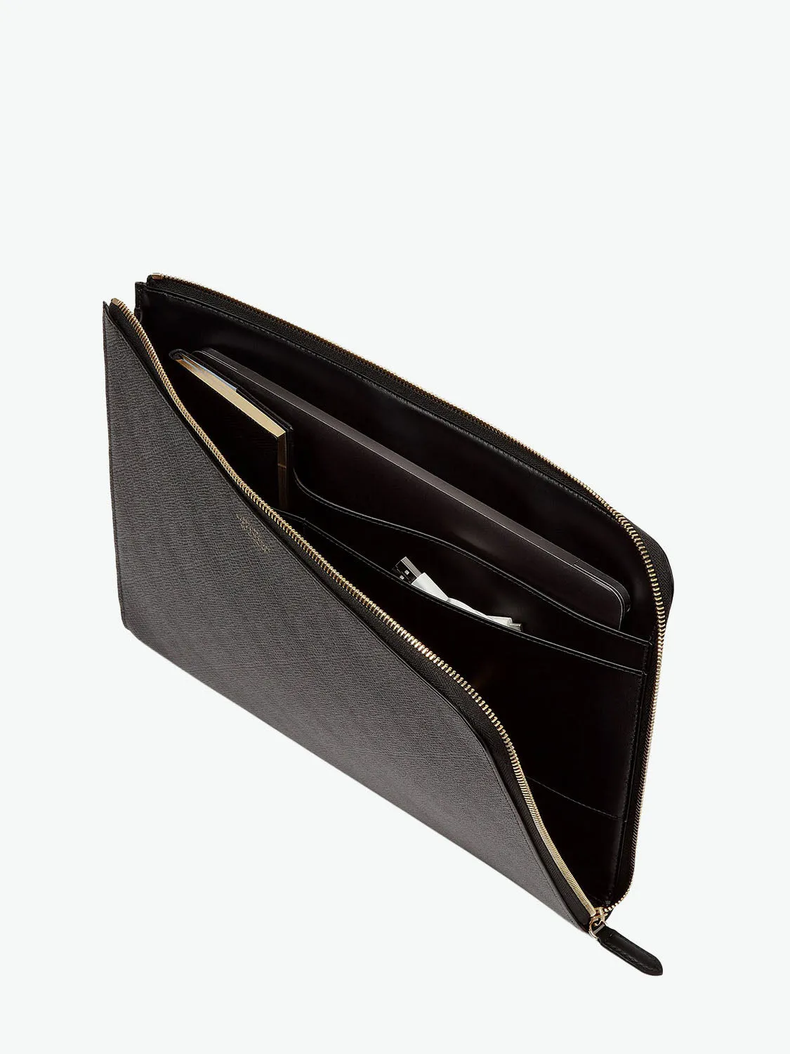 Smythson Small Laptop Case Black