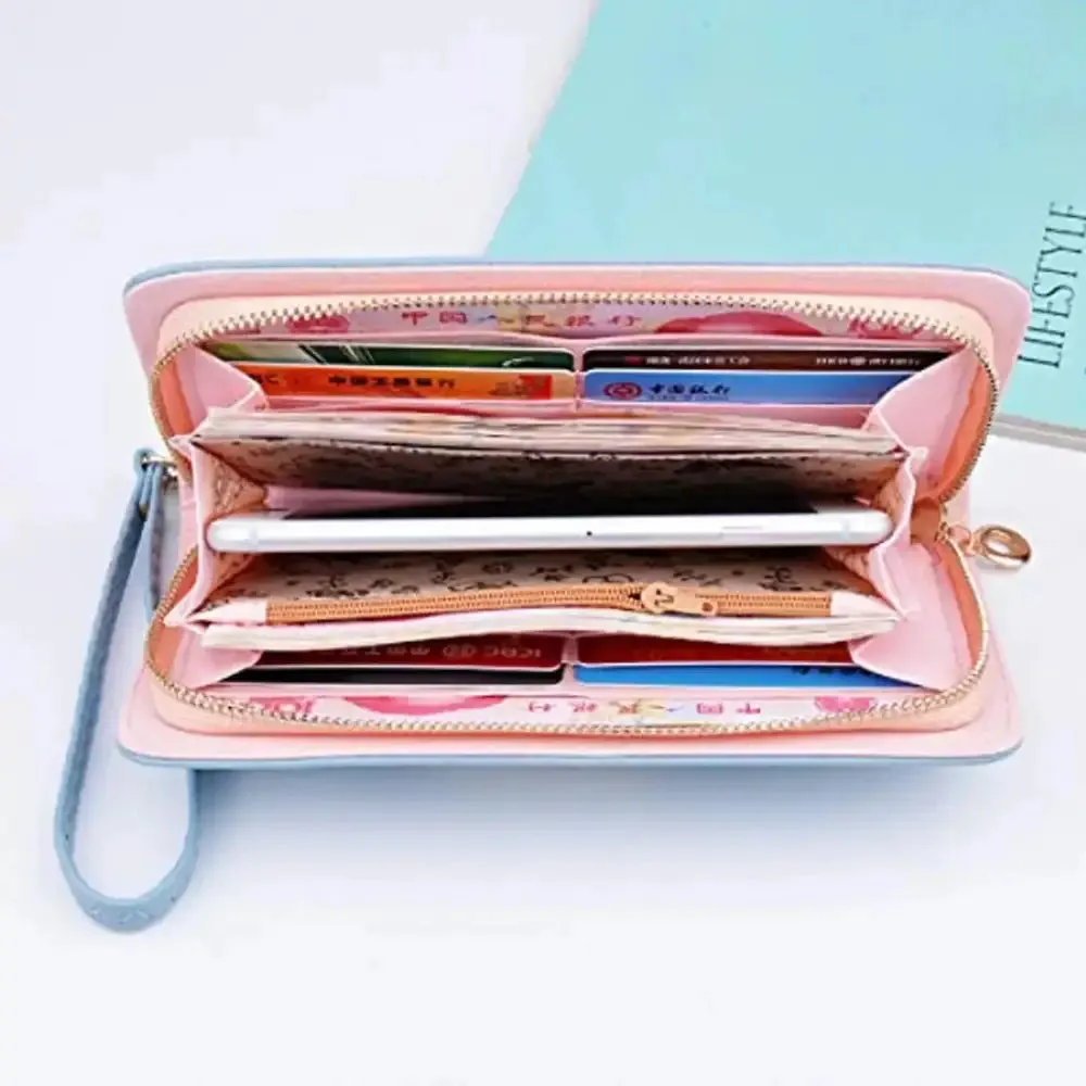 SYGA Black_PU Leather_ Wrist Clutch Cell Phone Clutch Bags Portable Organizer Purse Cash Key Card Phone Purse for Women_Black