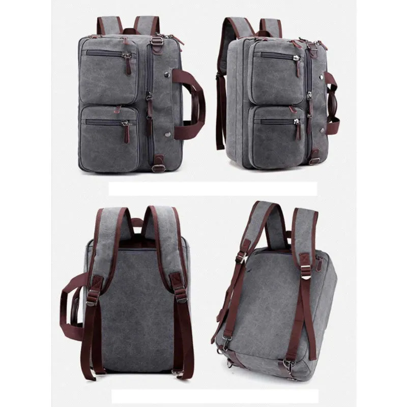 Unisex Canvas Multi-Functional Laptop Bag 8691-2 Grey