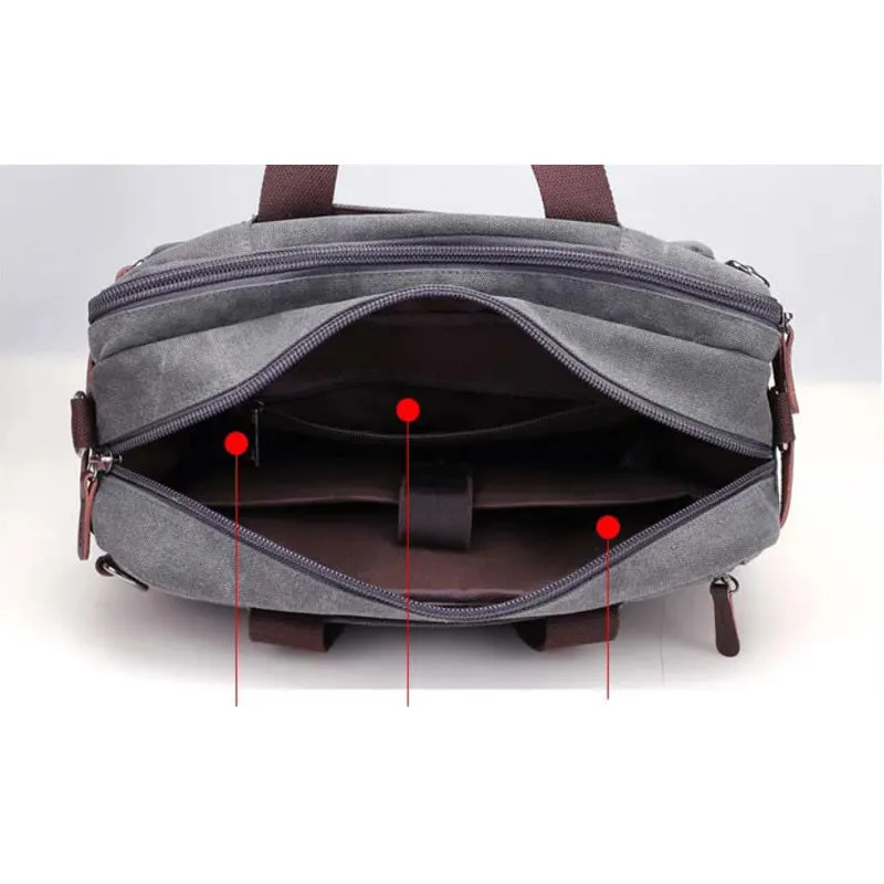 Unisex Canvas Multi-Functional Laptop Bag 8691-2 Grey