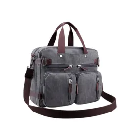 Unisex Canvas Multi-Functional Laptop Bag 8691-2 Grey