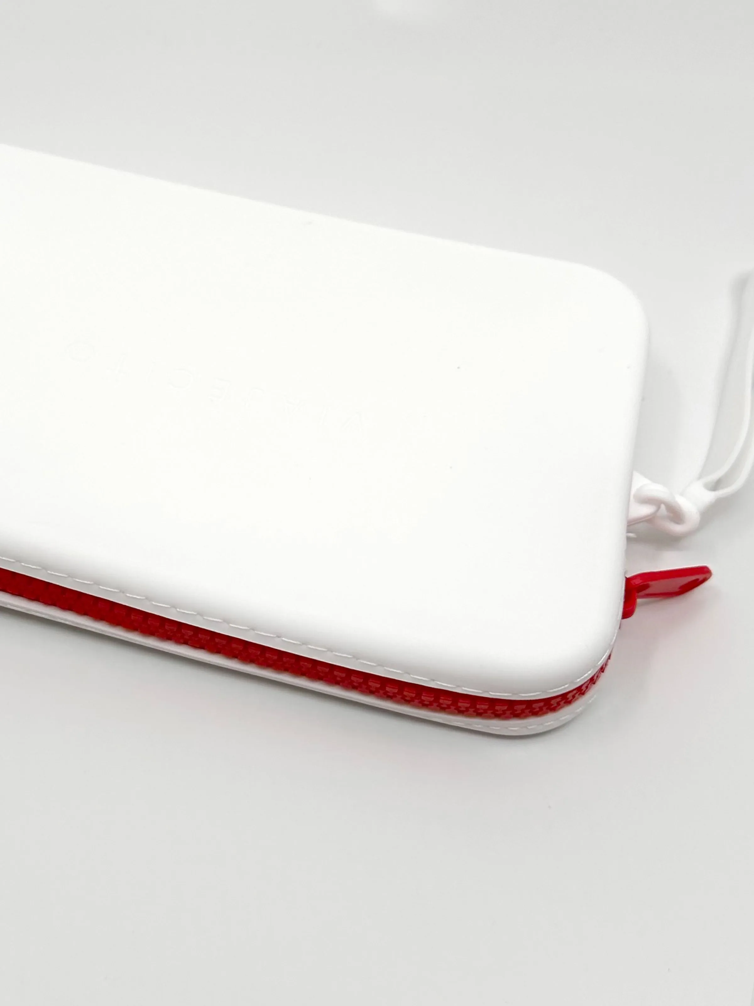 White Clutch with Red Zip