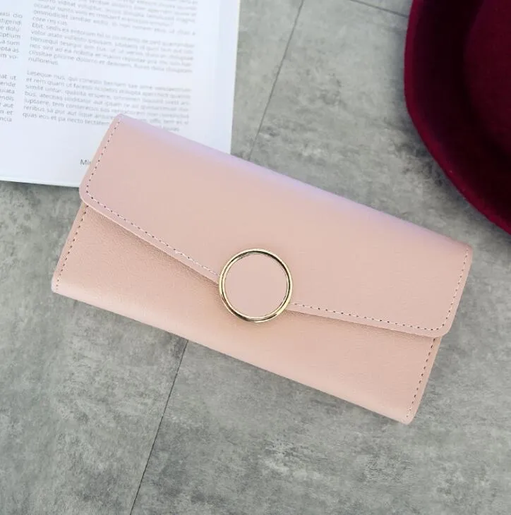 Women Pu Leather Purse Zipper Wallet